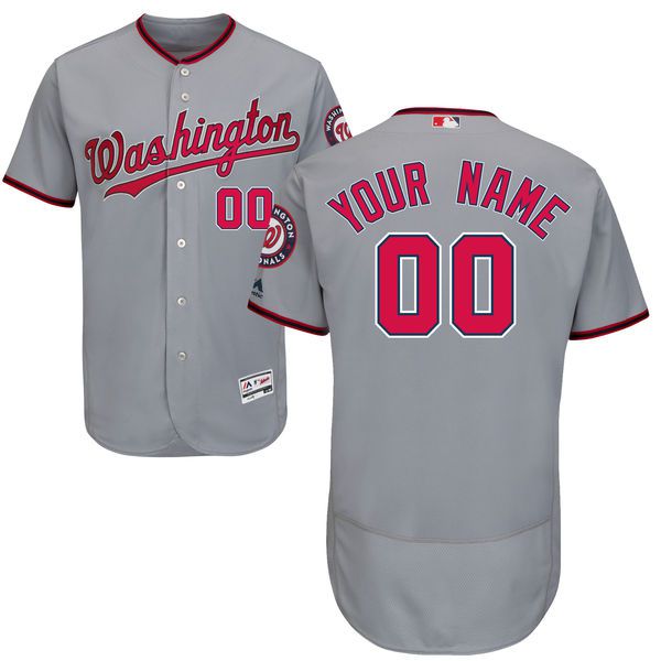 Men Washington Nationals Majestic Road Gray Flex Base Authentic Collection Custom MLB Jersey->customized mlb jersey->Custom Jersey